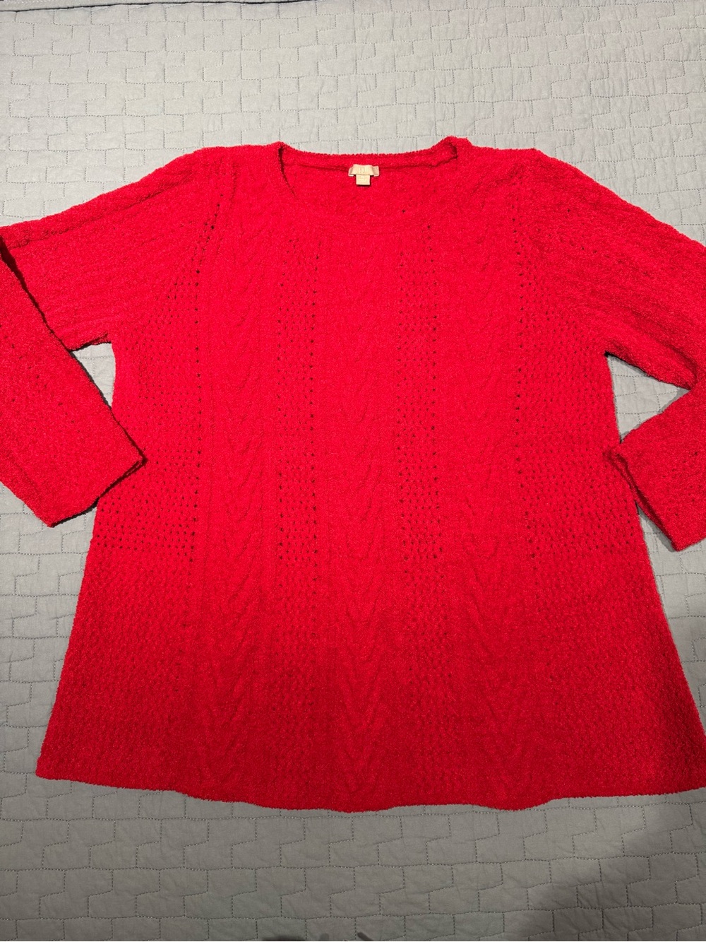 J. Jill Red Cable Knit Scoop Neck Sweater